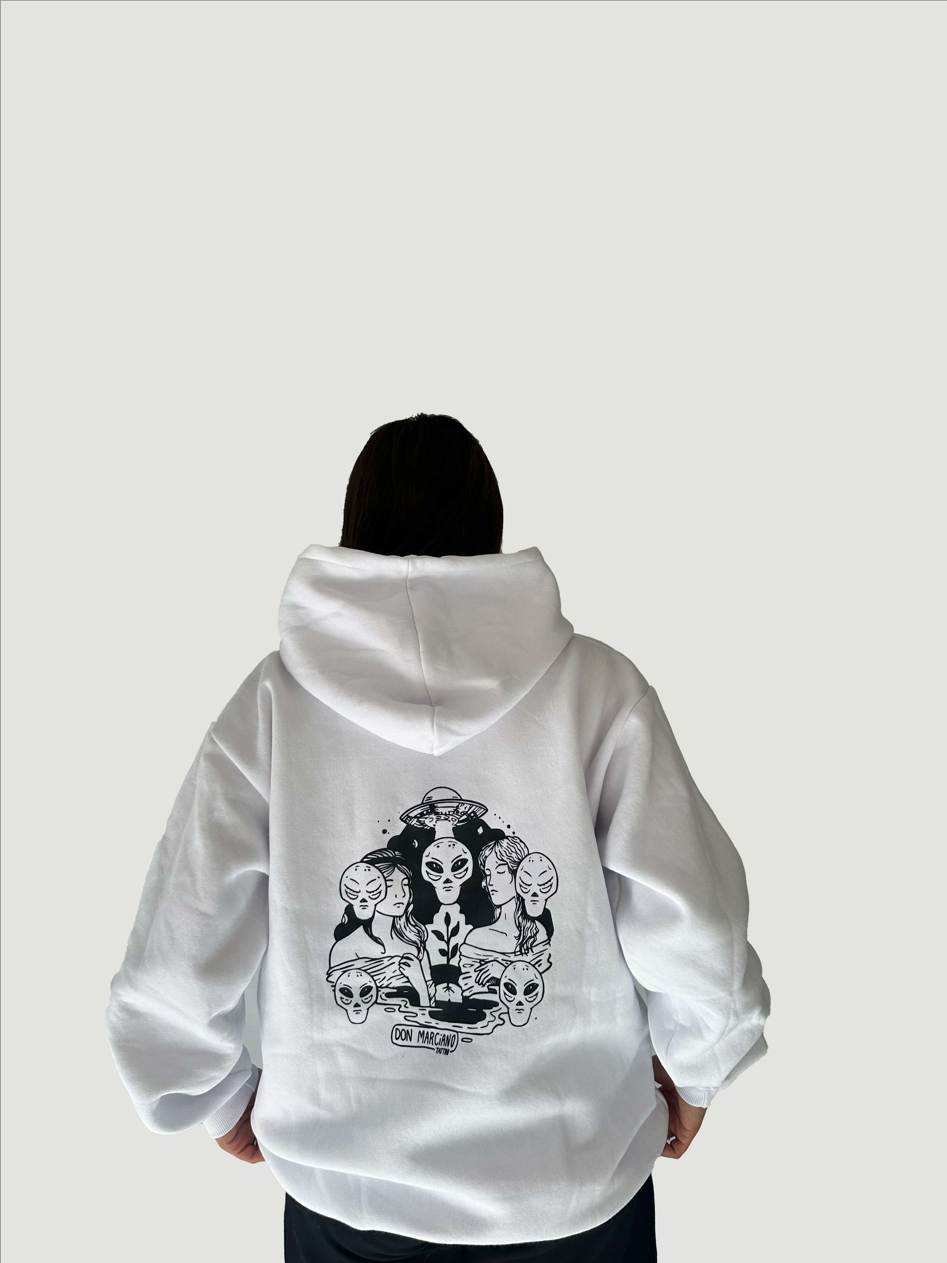 Buzo Alien con Capucha Blanco - Talle L
